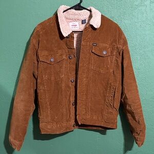 Wrangler Tan Corduroy Jacket with Cream Sherpa Collar